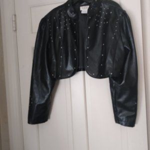 MKM Black Pleather Ballero Jacket Open studded style Size 3x